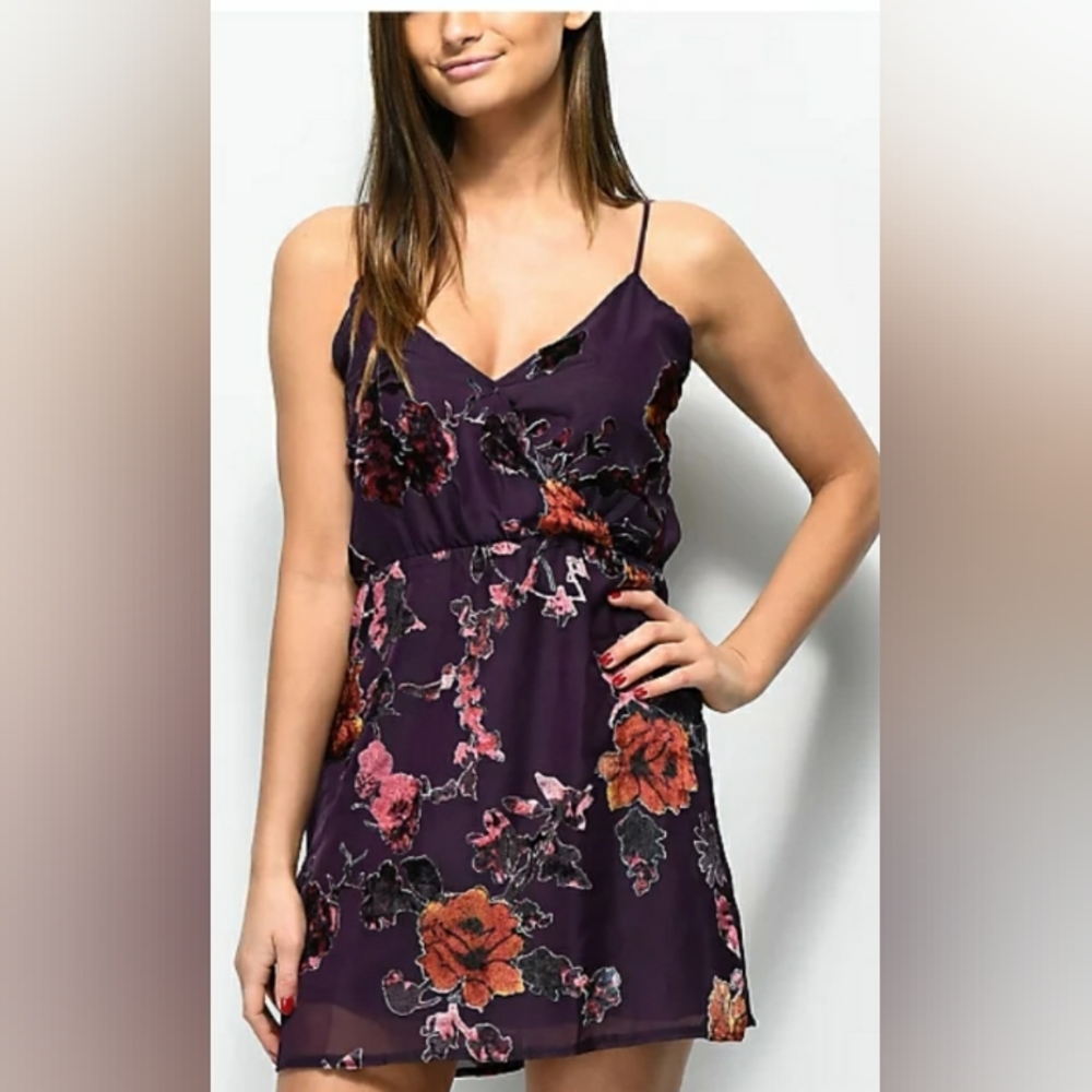 Luna Chix Velvet Burnout Mini Cocktail Party Dress